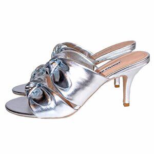 Dazzling Charles David Silver Leather Stiletto Heel Dress Sandals Size 7.5 NWB